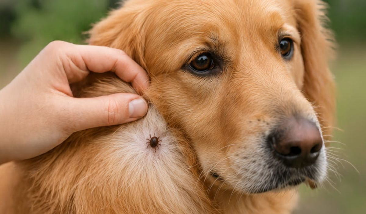Dog with a tick